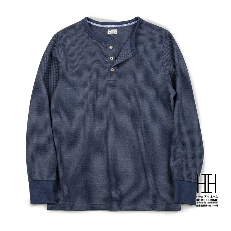 tシャツ メンズ 長袖 ワッフル生地 ヘンリーネックtシャツ 無地 ゆったり カジュアル シンプル アメカジ おしゃれ カットソー ロンt Tシャツ トップス 春 秋 冬 | ホームアイホーム | 01