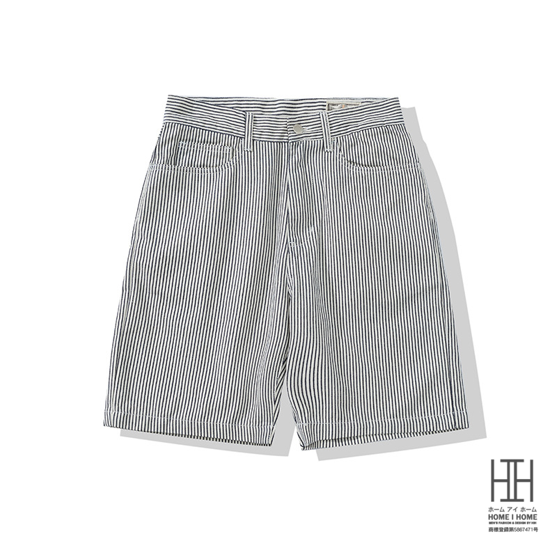 ショートパンツ ショーツ 短パン ハーフパンツ メンズ デニム パンツ ヘビーウェイト ジーンズ ジーパン ストライプ柄 ウォッシュ加工済み 綿 100 夏用 おしゃれ | ホームアイホーム | 01
