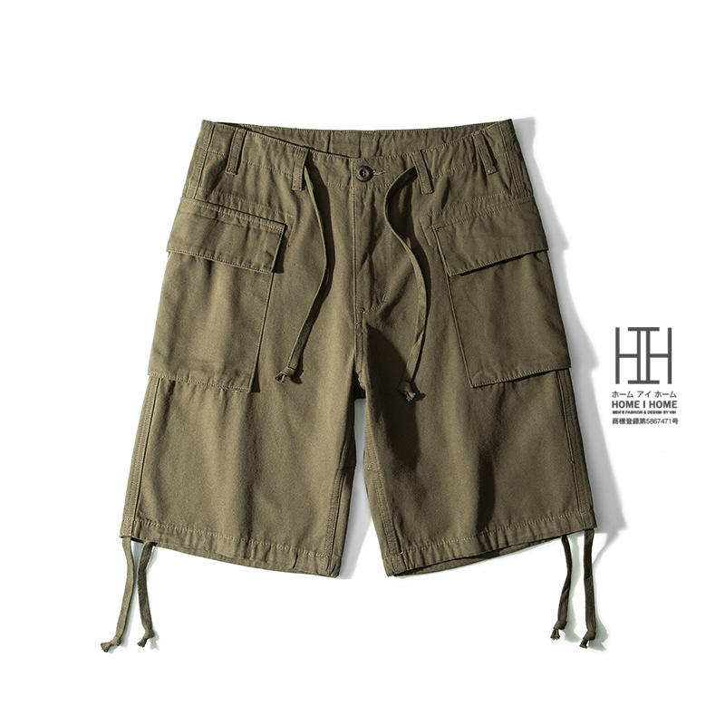 ショートカーゴパンツ メンズ ハーフパンツ 大容量ポケット 綿100％ キャンバス M42 カーキ 軍パン M-42 ミリタリーパンツ 短パン アウトドア 半ズボン 丈夫 | ホームアイホーム | 02