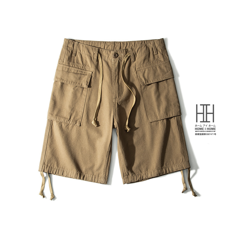 ショートカーゴパンツ メンズ ハーフパンツ 大容量ポケット 綿100％ キャンバス M42 カーキ 軍パン M-42 ミリタリーパンツ 短パン アウトドア 半ズボン 丈夫 | ホームアイホーム | 01