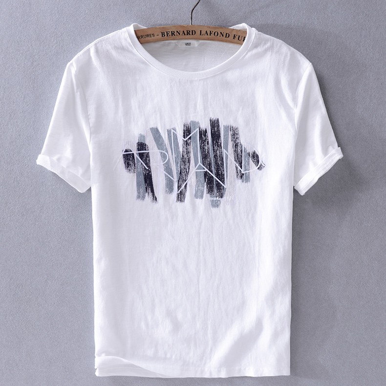 Tシャツ メンズ 半袖 イラスト ロゴT クルーネック リネン カットソー トップス カジュアル :dt6287:rushup - 通販 -  Yahoo!ショッピング