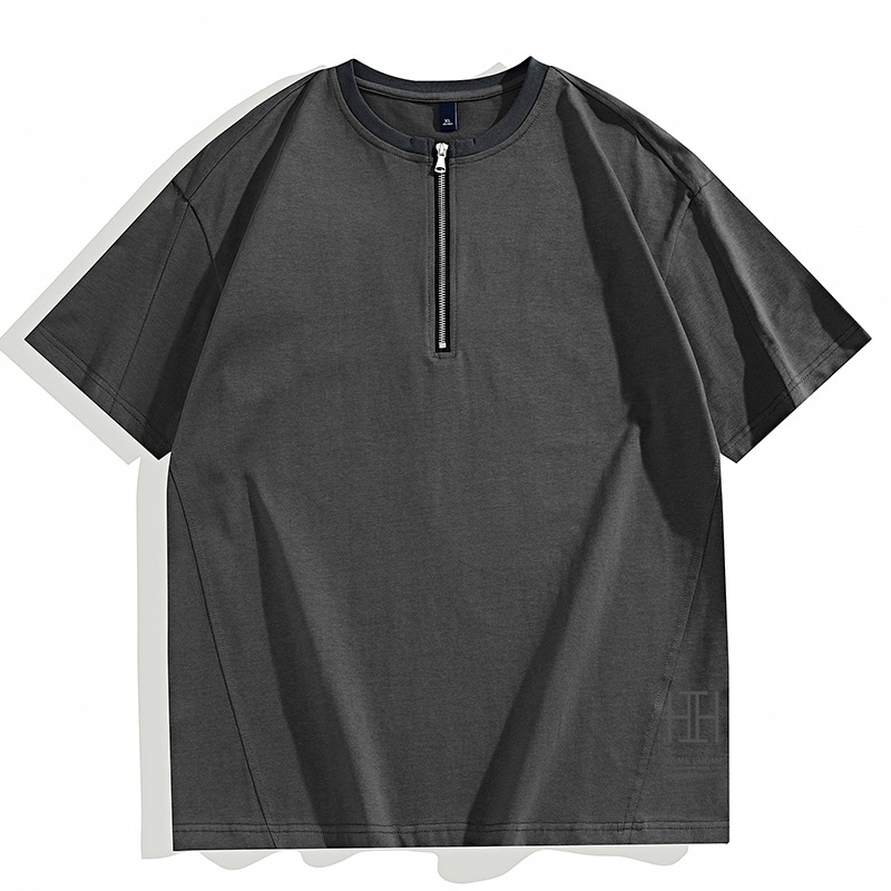 tシャツ メンズ 半袖 無地 おしゃれ カットソー 綿 100 クルーネック ハーフジップ おしゃれ プルオーバー トップス カジュアル インナー 重ね着 キレイめ | ホームアイホーム | 03