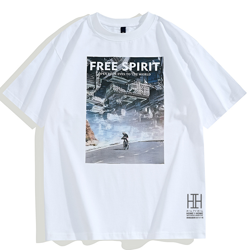 プリントtシャツ Tシャツ カットソー メンズ 半袖 大判プリント クルーネック 大きいサイズ 建物 アート 綿 100 ロゴ プレゼント おしゃれ プレゼント | ホームアイホーム | 02