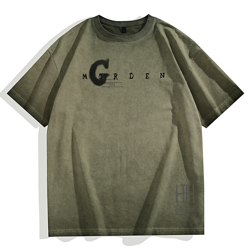 半袖tシャツ カットソー メンズ ヘビーウェイト プリント ウォッシュ加工 ユーズド おしゃれ ルーズ 大きいサイズ 綿 100 クルーネック トップス プリントT 夏物 | ホームアイホーム | 02