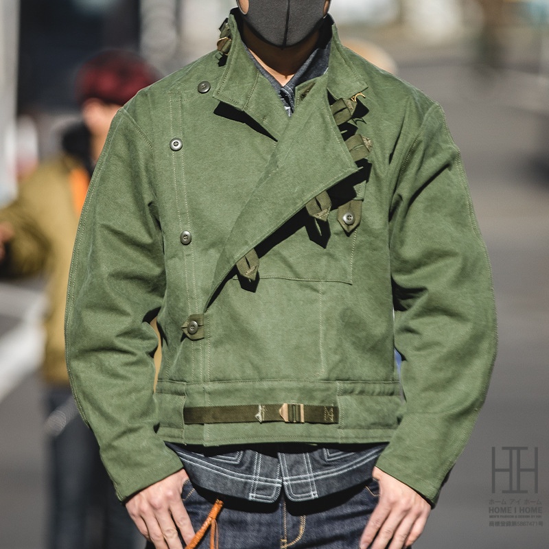 ライダースジャケット メンズ モーターサイクルジャケット 大きいサイズ 21ozキャンバス おしゃれ バイクジャケット WEDISH MOTORCYCLE JACKET Army ミリタリー | ホームアイホーム | 01