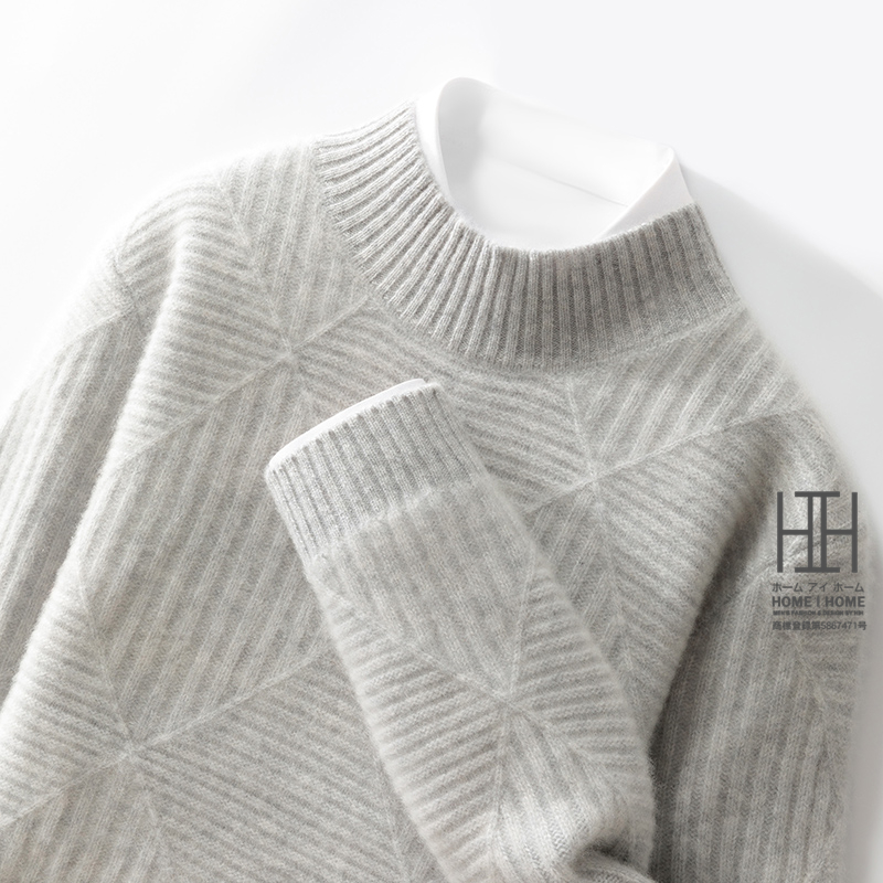 ウール セーター メンズ 長袖 モックネック ウール100％ 編み おしゃれ スタンドカラー ニット セーター メンズニット メンズセーター 秋冬 秋服 冬服 冬 | ホームアイホーム | 03