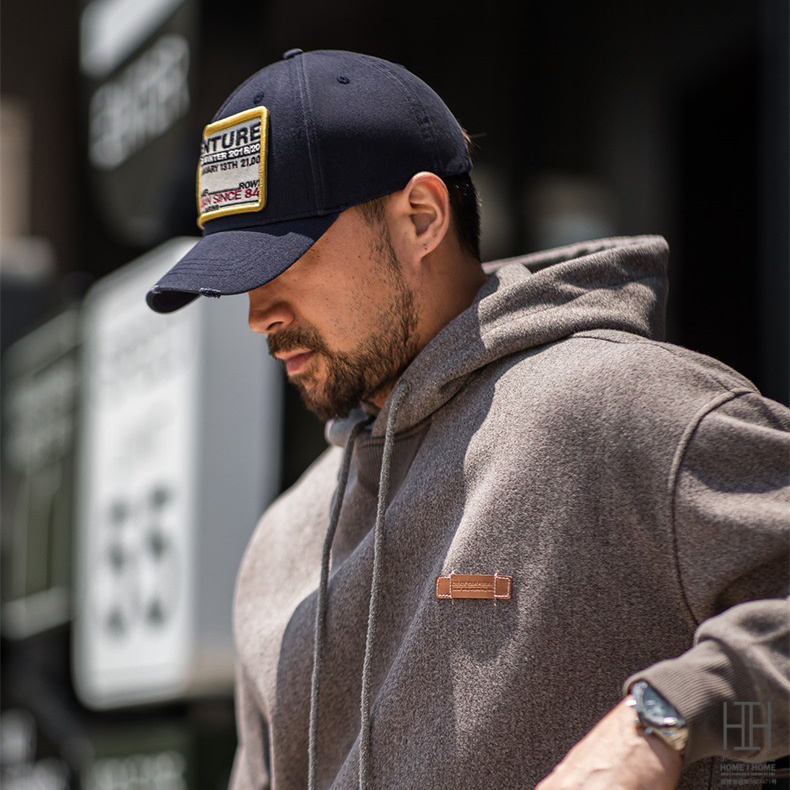 帽子 キャップ メンズ ユニセックス コットン 綿 ダメージ加工 キャンバス ベースボールキャップ おしゃれ 個性的 大きめ 深め ロゴ ヴィンテージ かっこいい | ホームアイホーム | 01