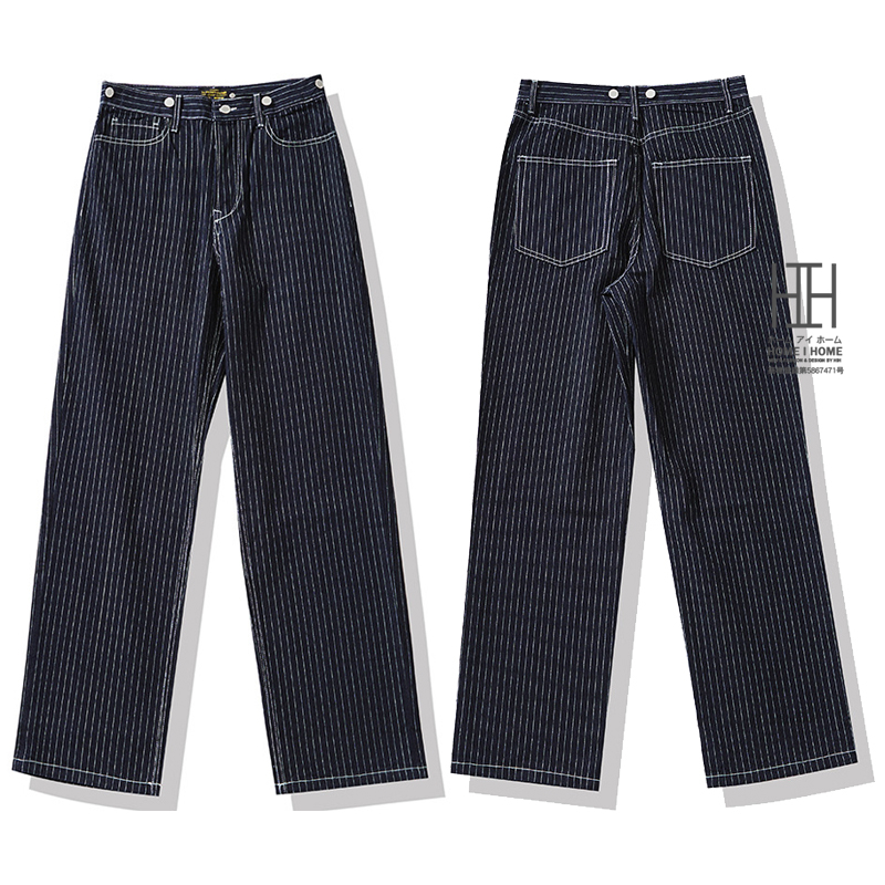 15oz デニム パンツ ペインターパンツ メンズ インディゴ ストライプデニム おしゃれ ワークパンツ バイカー バイク オーバーオール ヴィンテージ アメカジ | ホームアイホーム | 02