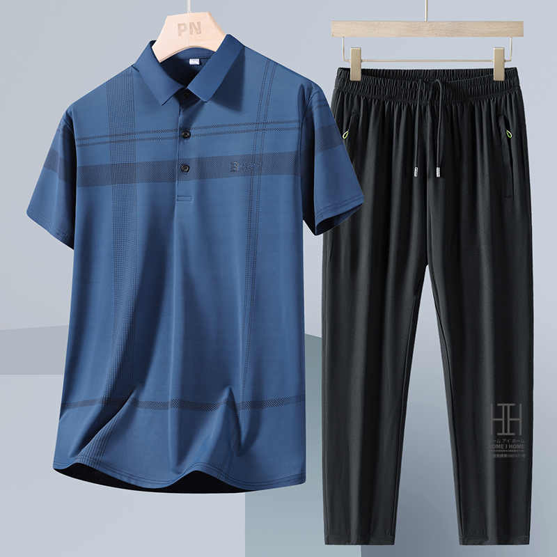 ゴルフウェア 上下セット 半袖ポロ イージーパンツ メンズ ゴムウェスト ジャージ セットアップ ドライ 冷感 涼感 ひんやり ストレッチ ワークマン ビジポロ | ホームアイホーム | 05