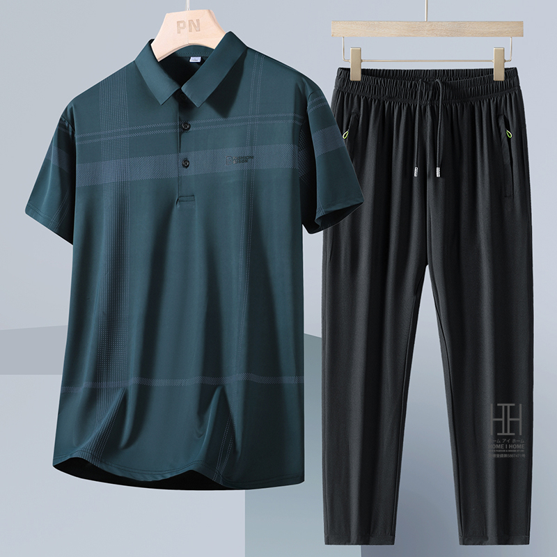 ゴルフウェア 上下セット 半袖ポロ イージーパンツ メンズ ゴムウェスト ジャージ セットアップ ドライ 冷感 涼感 ひんやり ストレッチ ワークマン ビジポロ | ホームアイホーム | 06