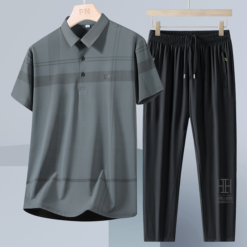 ゴルフウェア 上下セット 半袖ポロ イージーパンツ メンズ ゴムウェスト ジャージ セットアップ ドライ 冷感 涼感 ひんやり ストレッチ ワークマン ビジポロ | ホームアイホーム | 02