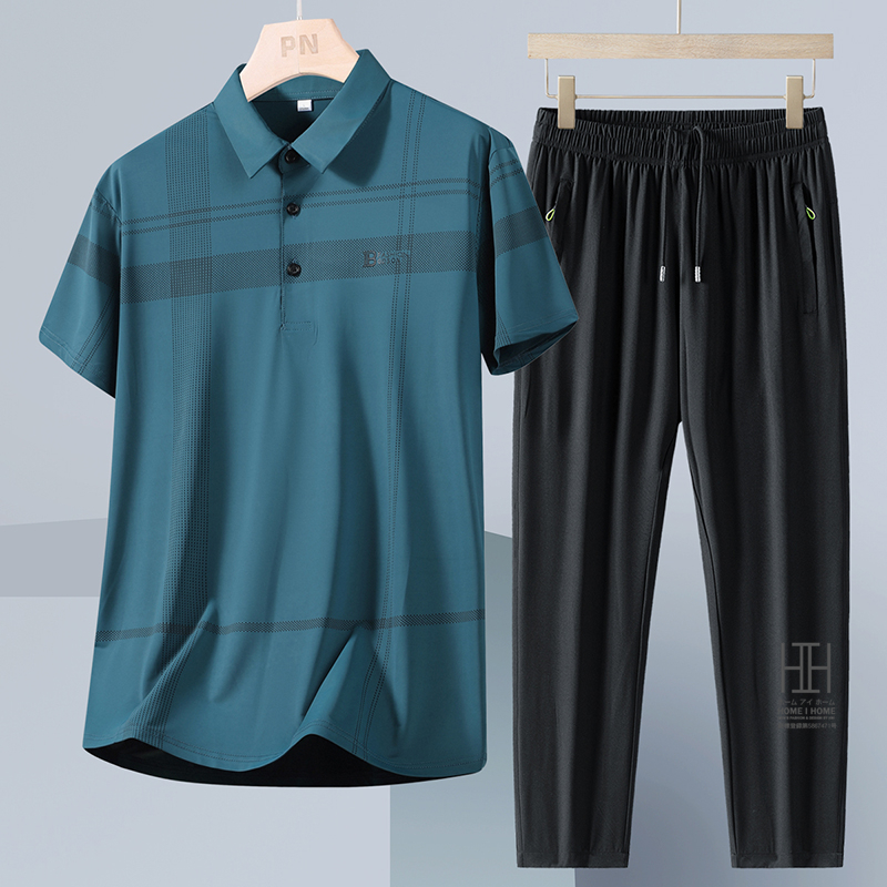 ゴルフウェア 上下セット 半袖ポロ イージーパンツ メンズ ゴムウェスト ジャージ セットアップ ドライ 冷感 涼感 ひんやり ストレッチ ワークマン ビジポロ | ホームアイホーム | 01