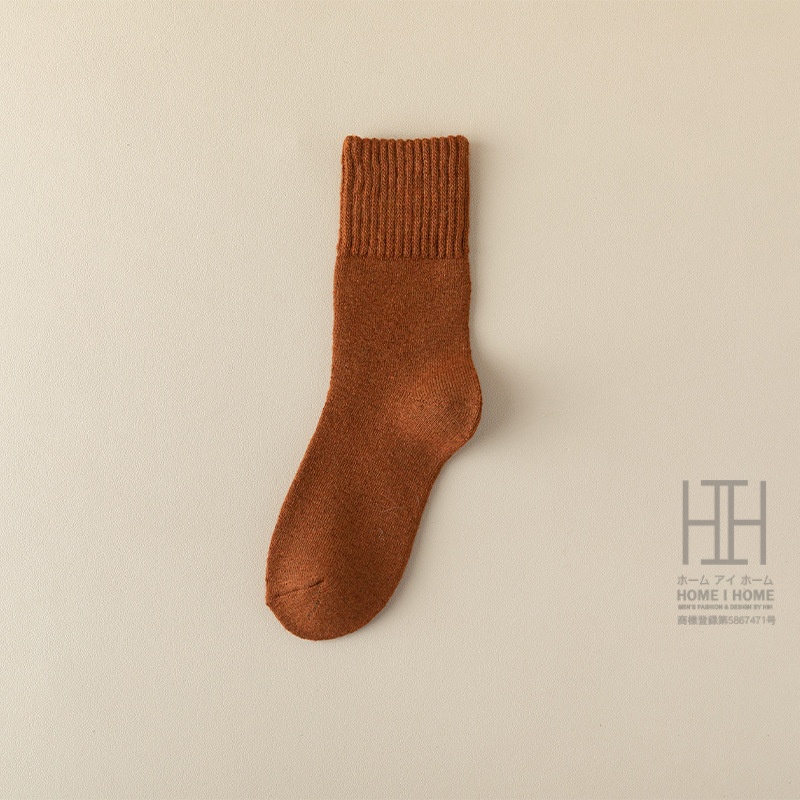靴下 レディース クルーソックス 蒸れない 厚手 暖かい 無地 裏起毛 冷え対策 ウールソックス 防寒 冷え対策 あったか 保温 冷えとり ルームソックス 22-24.5cm | ホームアイホーム | 07