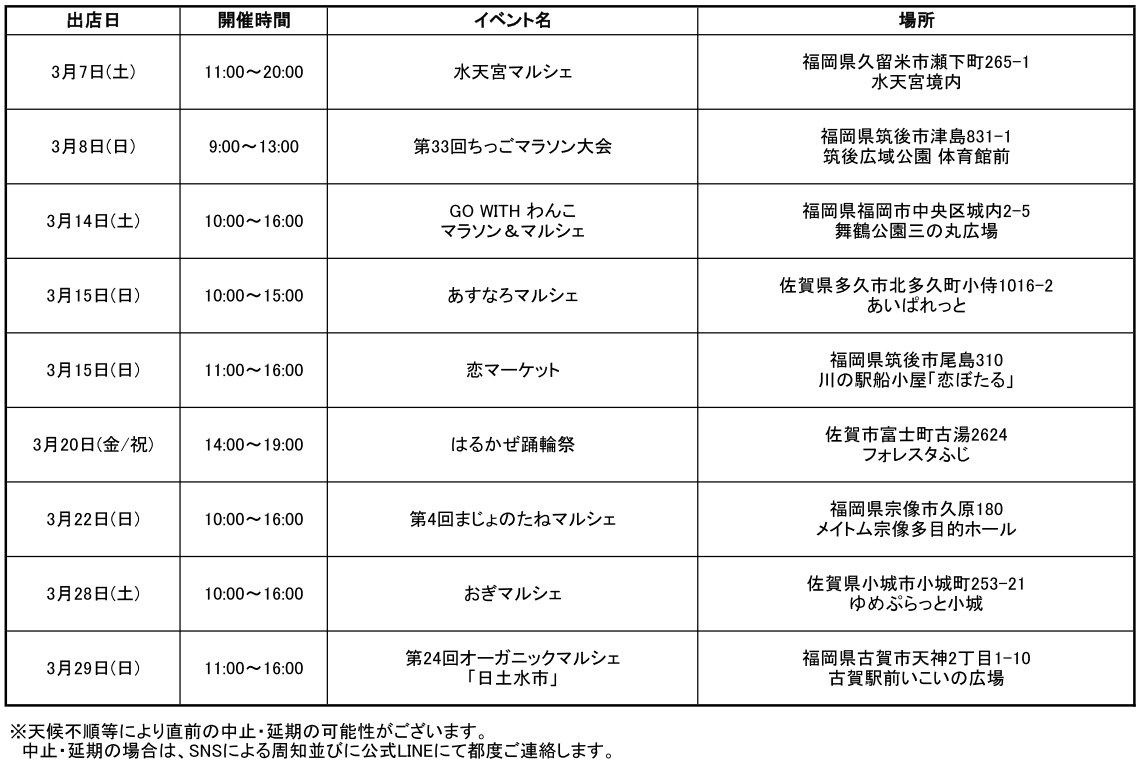 ブース出店予定表