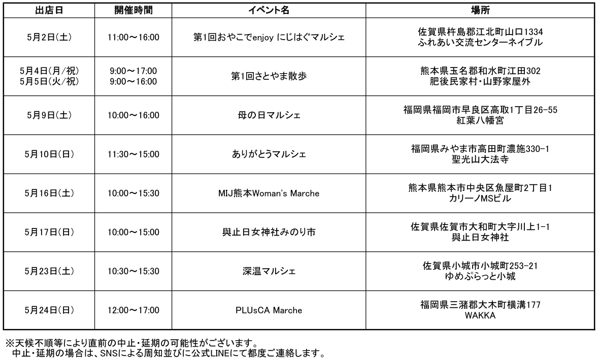 ブース出店予定表