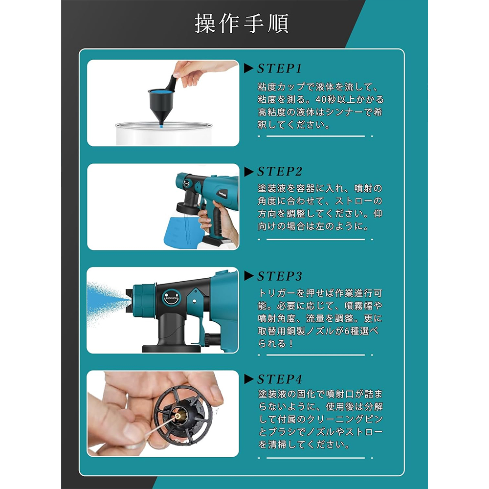 コードレススプレーガン 電動スプレーガン 電動塗装機 2×800ml大容量