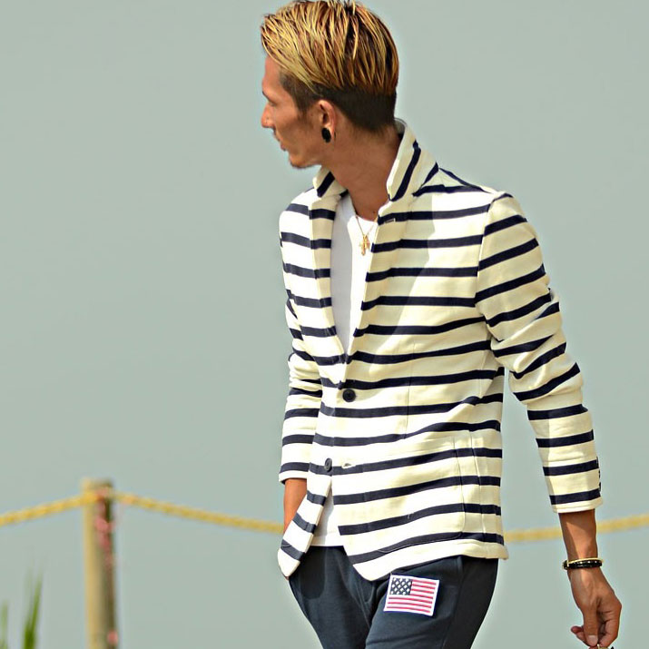 メンズテーラード ブレザー 柄 ボーダー ジャケット ファッション 通販 Yahoo ショッピング