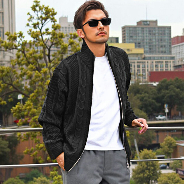 30代 40代 イケオジファッション ジップ ニット メンズ ドライバーズ