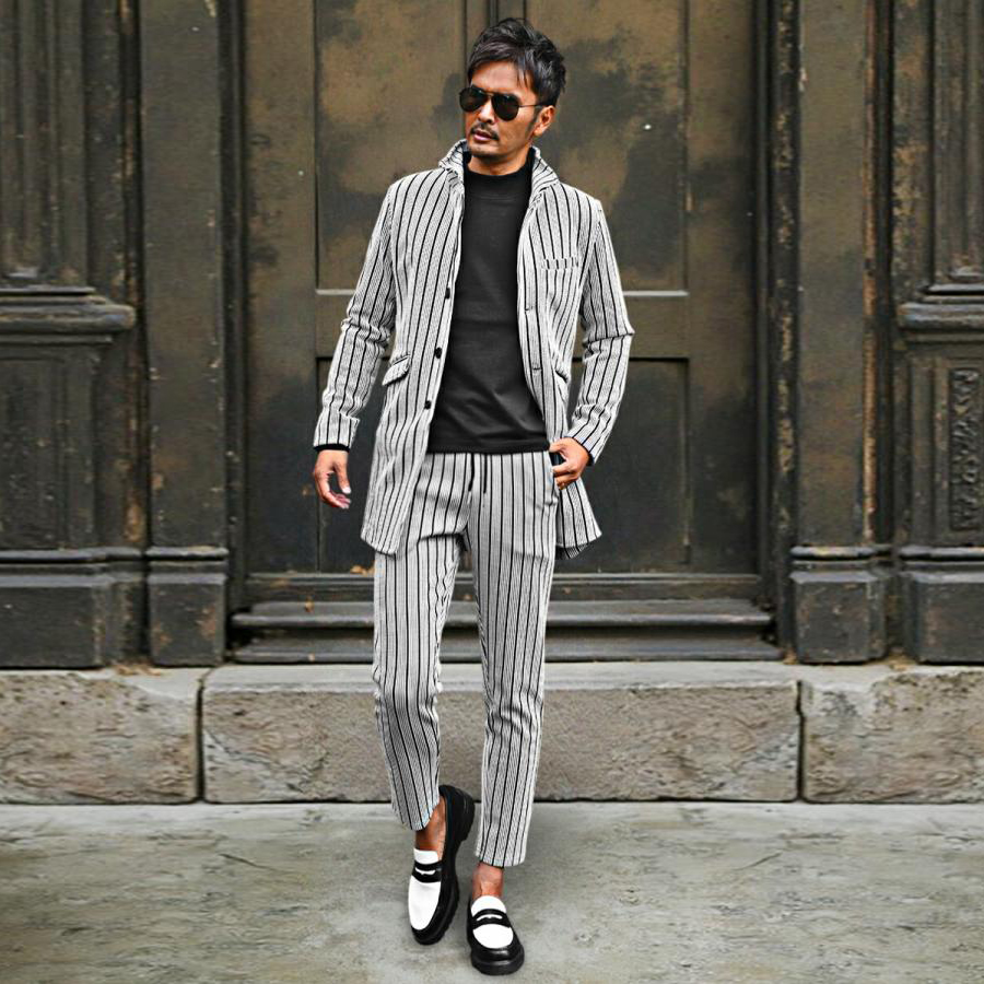 【美品】iCB completeストライプ スーツ ステッチ セットアップ Ｌ 美品】iCB completeストライプ スーツ ステッチ セットアップ L