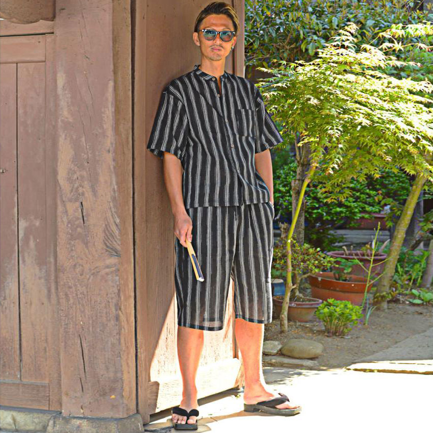 絶対的な信頼 ダボシャツ メンズ セットアップ 上下セット シャツ ノーカラー 服&ファッション小物
