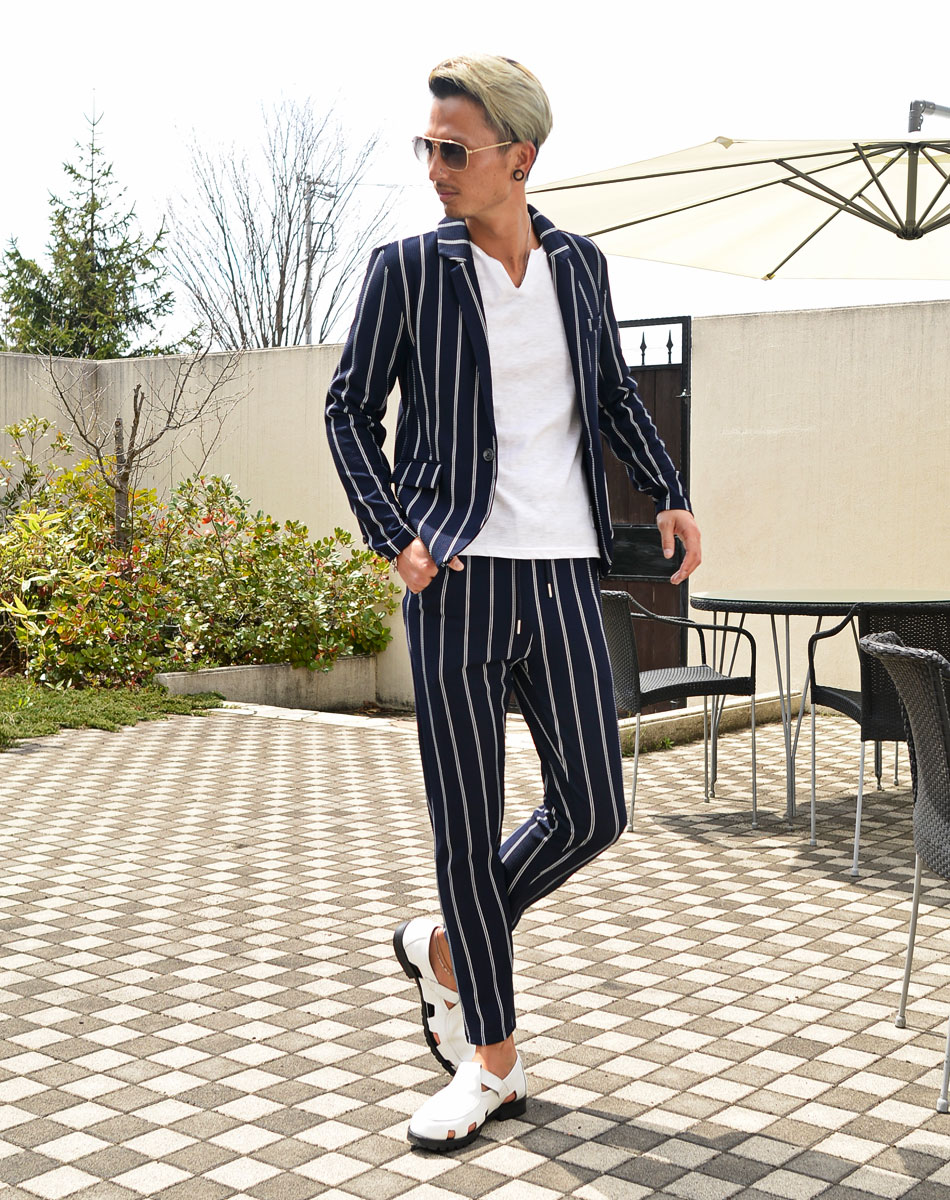 セットアップ メンズ 春夏 ストライプ スーツ テーラード カジュアルスーツ リモートワーク メンズファッション 代 30代 40代 22新作 31kk メンズファッション In The City 通販 Yahoo ショッピング