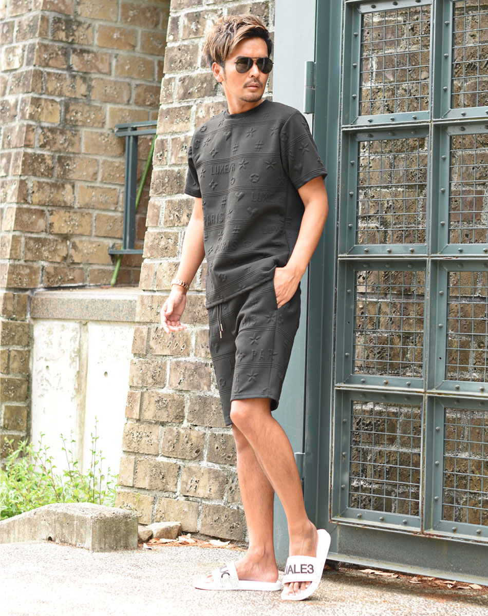 セットアップ メンズ 夏 半袖 Tシャツ キーネック ストレッチ ルームウエア 部屋着 旅行 M L Xl リゾート ちょいワル チョイ悪 22新作 ショッピング