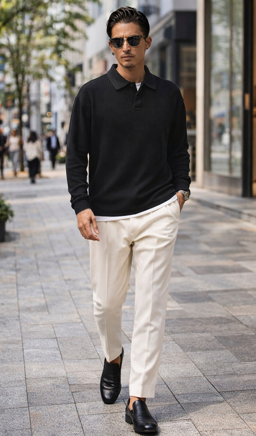 CLUBHAUS フェイクレイヤードベストポロシャツ CLUBHAUS Fake layered Vest + Polo - Black/Gray