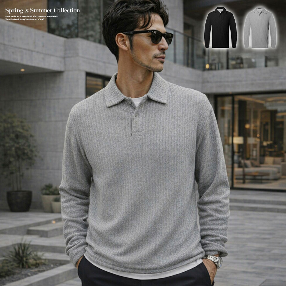 CLUBHAUS フェイクレイヤードベストポロシャツ CLUBHAUS Fake layered Vest + Polo - Black/Gray