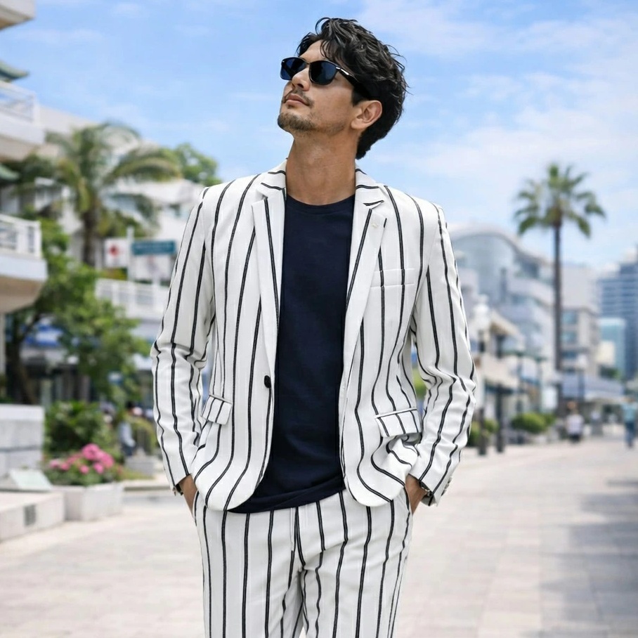 セットアップ メンズ 春夏 スーツ オシャレ テーパード スキニー