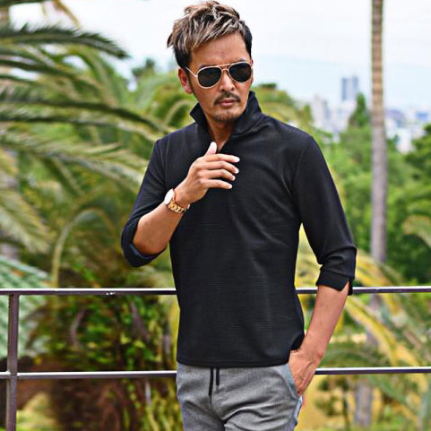 メンズ トップス ポロシャツ 半袖 立ち襟 7分袖 レディース 男女兼用