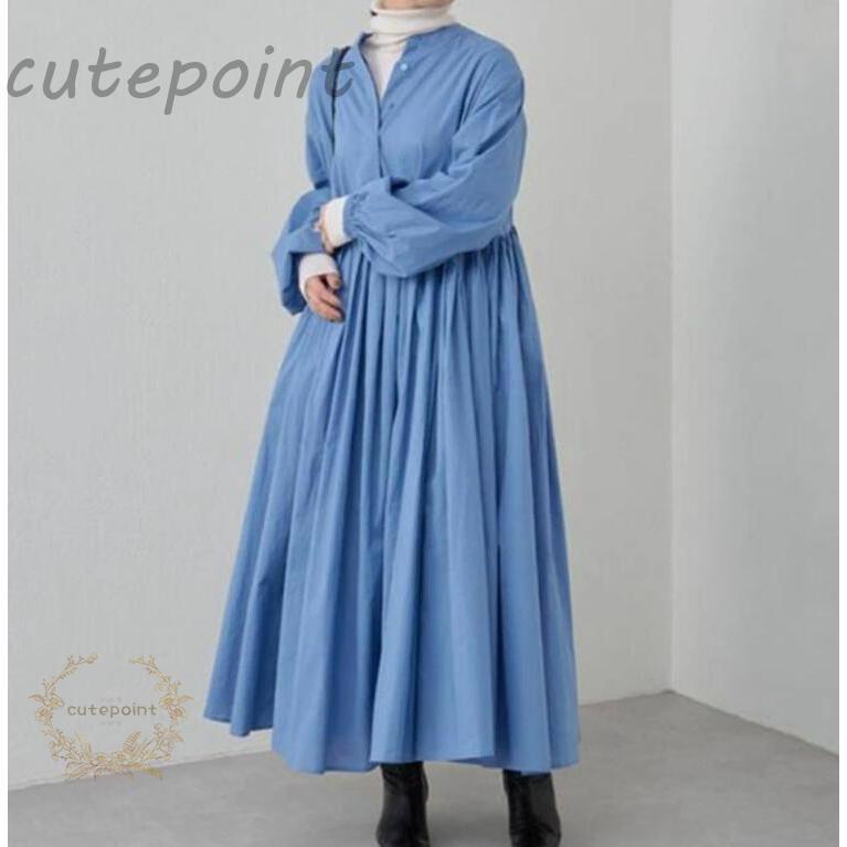 ワンピース シャツワンピース 長袖 レディース ロングワンピース