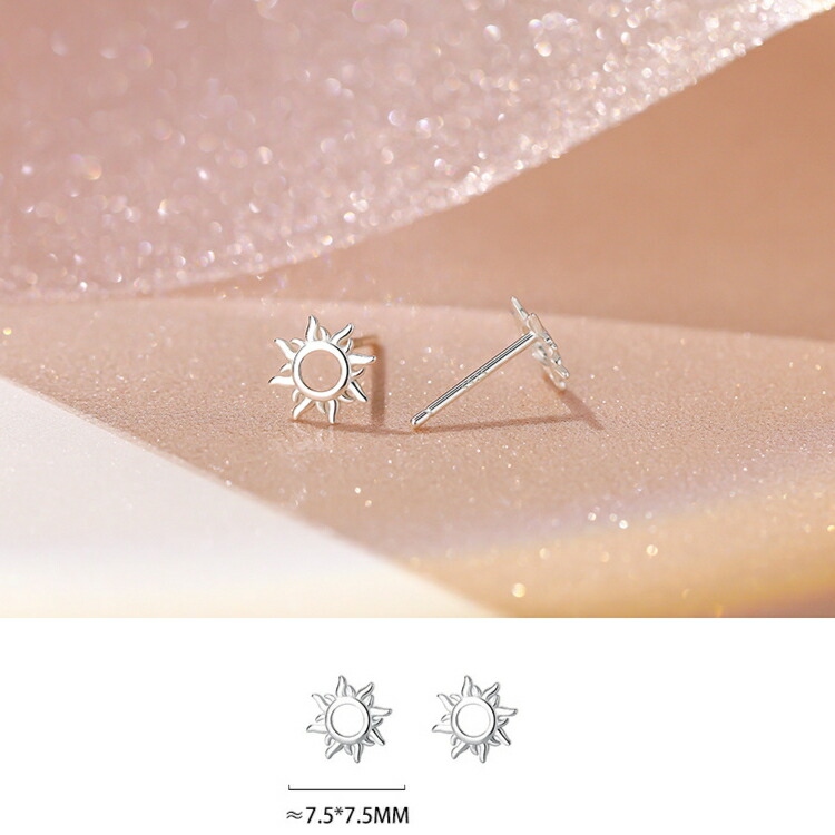 太陽モチーフのシルバーピアス シルバー925 ピアス 太陽 サン 宇宙