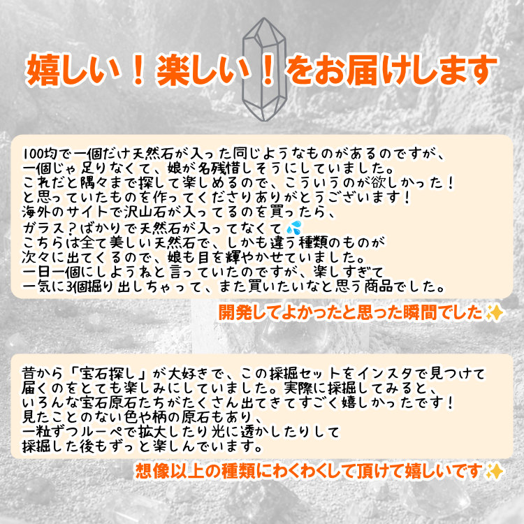 天然石専門店の宝石原石採掘キット 6個組 大人向け 子供向け 天然石