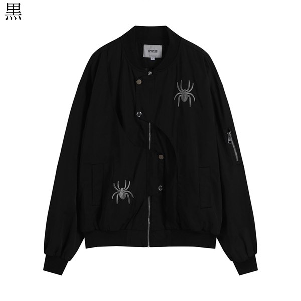 フライトジャケット ブルゾン メンズ 蜘蛛刺繍飾り 中綿/薄手 個性的 シンプル ジャンパー MA-...