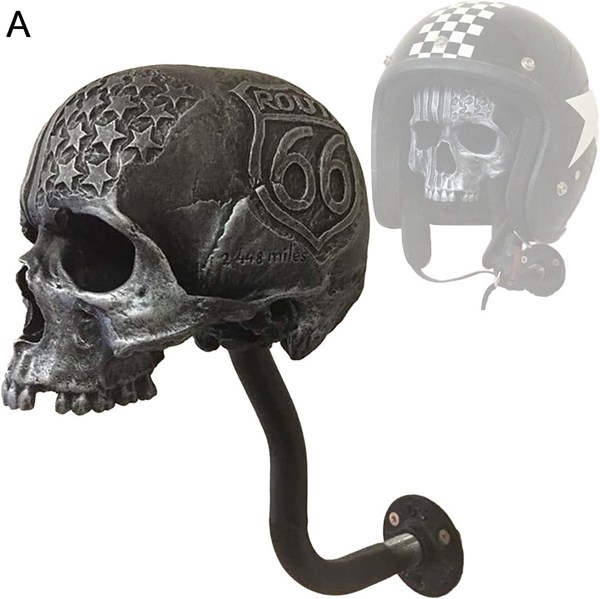 オートバイの頭蓋骨のヘルメットホルダーウォールマウント、多目的取り外し可能な頭蓋骨/ひげのヘルメットラック｜ryudora｜02