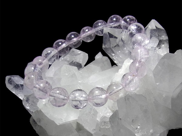 クンツァイト 9.5mm ブレスレット 天然石 パワーストーン : 仏像と