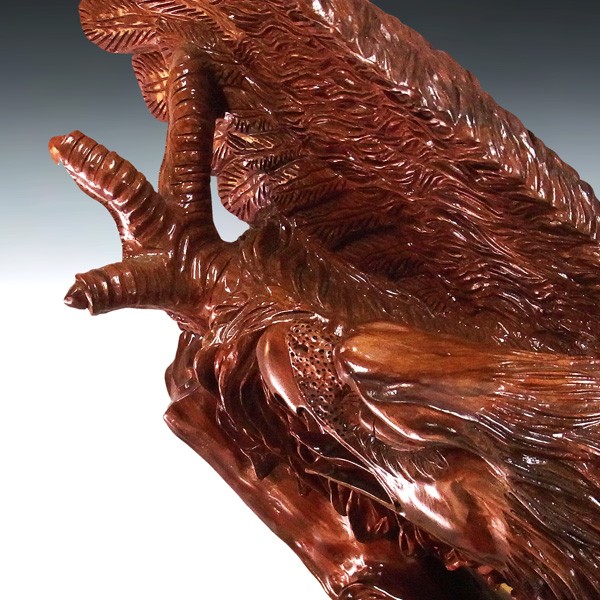 木彫りの鷹 (タカ) 両翼幅120cm 花梨 置物 : 仏像と縁起物の専門店 龍