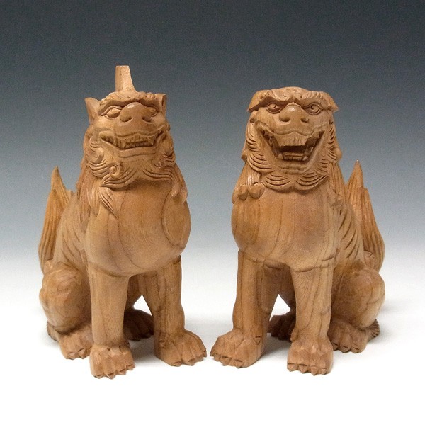 国産欅 木彫り獅子狛犬 高さ17cm 置物 狛犬 :EYD-2:仏像と縁起物の専門店 龍祥本舗 - 通販 - Yahoo!ショッピング