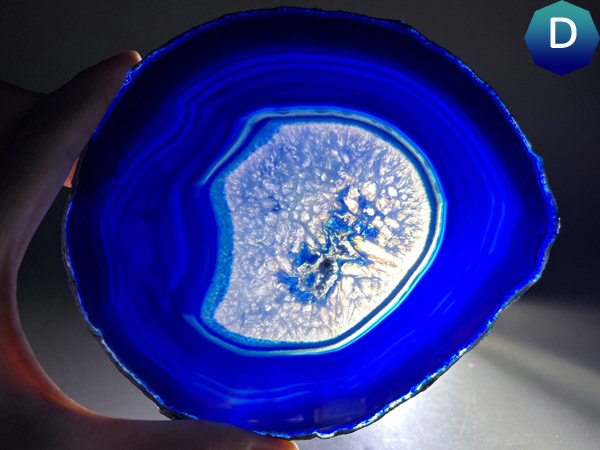 ブルー　メノウ　原石 スライス 置物(ペーパーウェイトとして使用) メノウスライス 特大 ブルー メノウ 瑪瑙 スライス : 仏像と縁起物の