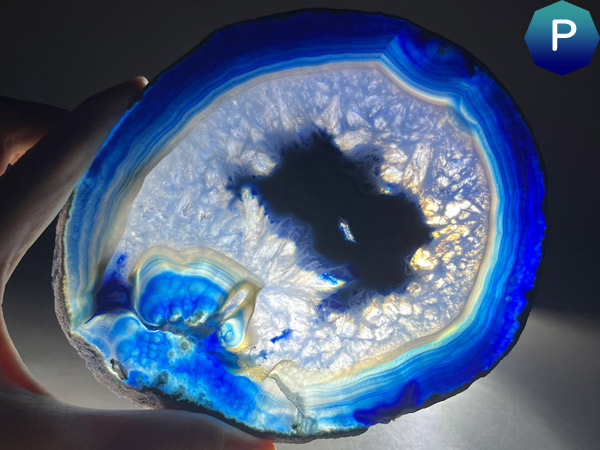 メノウスライス 特大 ブルー メノウ 瑪瑙 スライス : 仏像と縁起物の