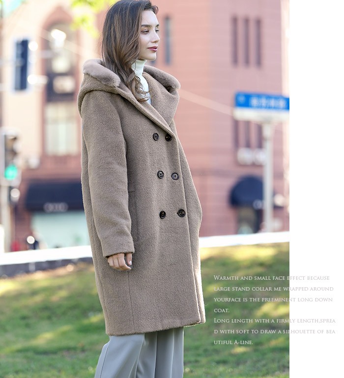 Emchariot アンゴラウール レッキスファー付 ロングコート 17BR ウール