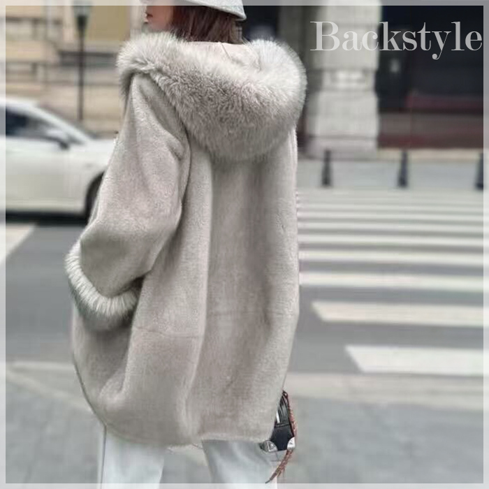 Dim Moire フード付きオーバーサイズファーコート Dim Moire フード付きオーバーサイズファーコート 2025年最新