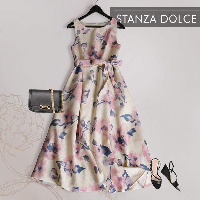 ワンピース レディース 花柄 総柄 フラワー ノースリーブ ロング