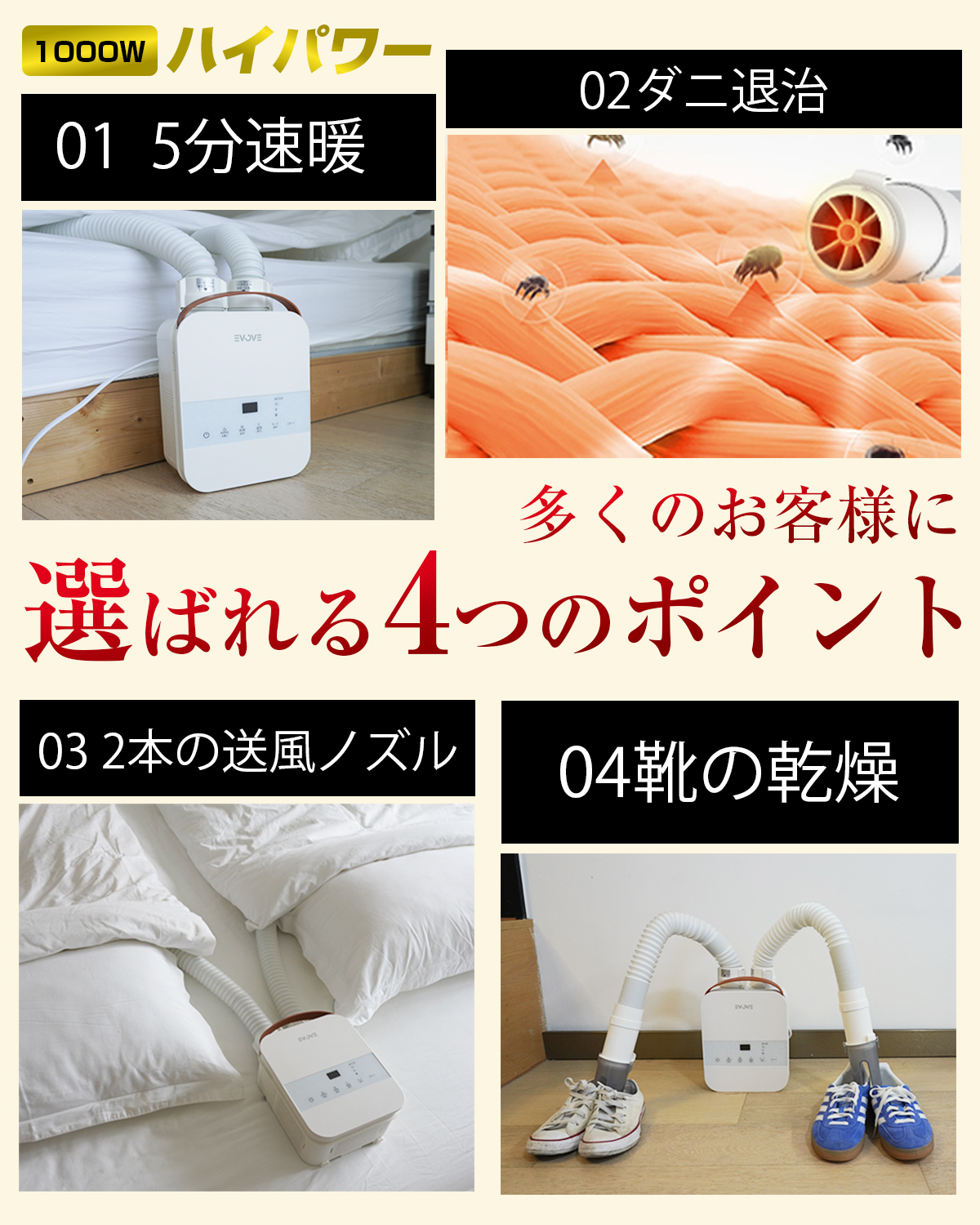 \超夏祭り★9,980円→7,980円/布団乾燥機ふとん乾燥機 1年保証 2026最新型 ランキング 5分速暖 くつ乾燥 99.9%除菌 ダニ退治 2本の送風ノズル 関連画像3