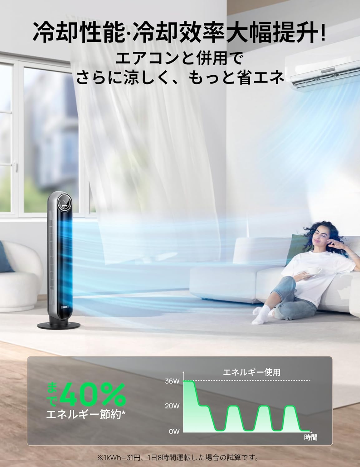 MOOSOO ＼5月爆買ウルトラSale☆11999円→10999円／扇風機 スリム