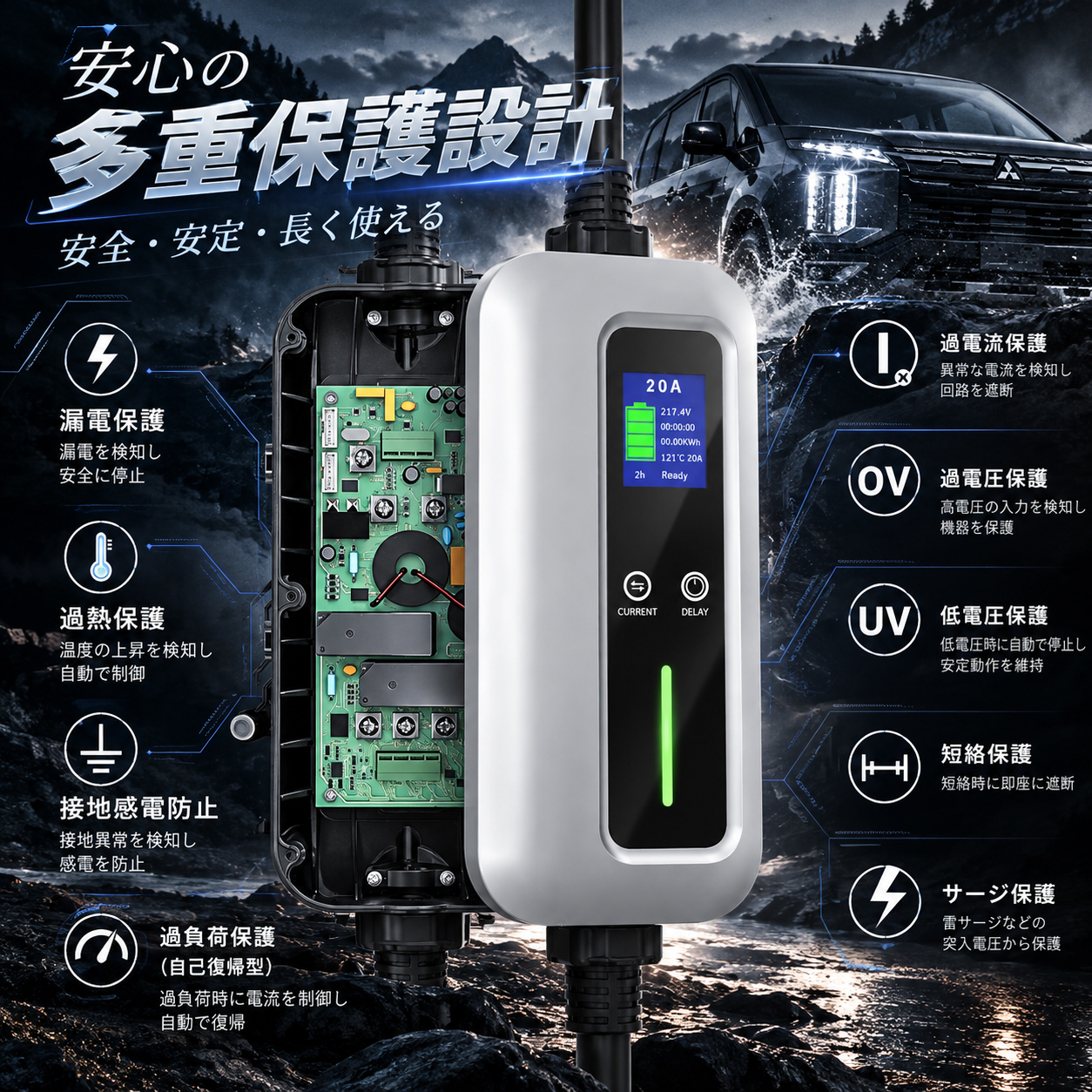 秋のお買い得祭☆45,899円→42,899円／EV充電器 家庭用200V 20A 4kW