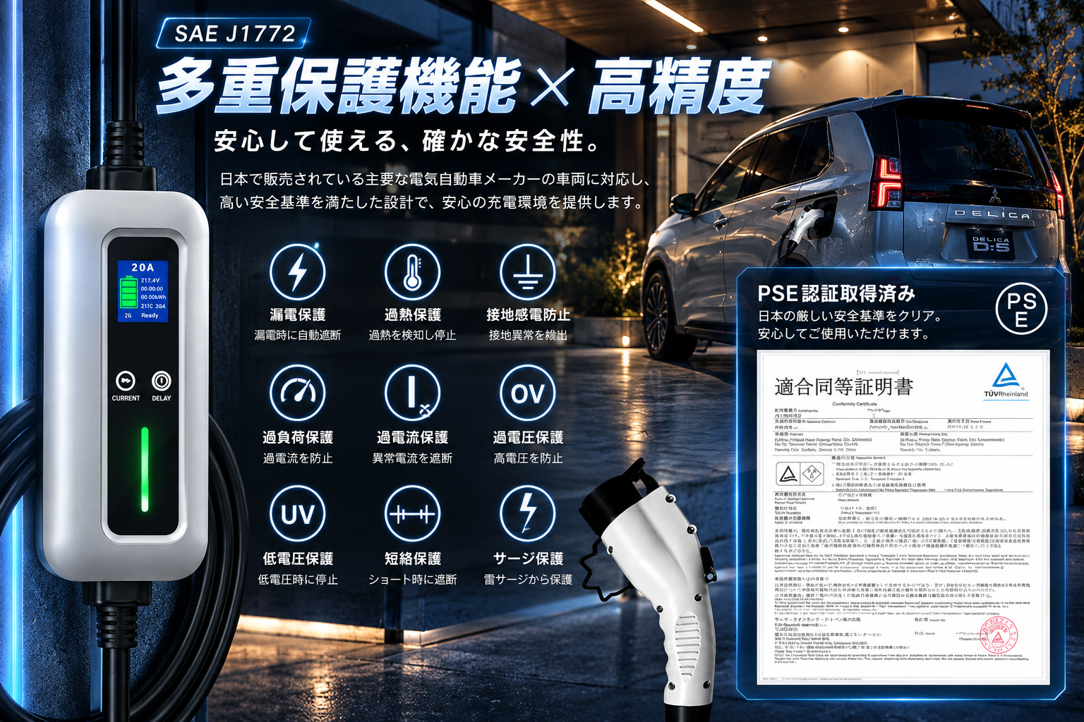 秋のお買い得祭☆45,899円→42,899円／EV充電器 家庭用200V 20A 4kW