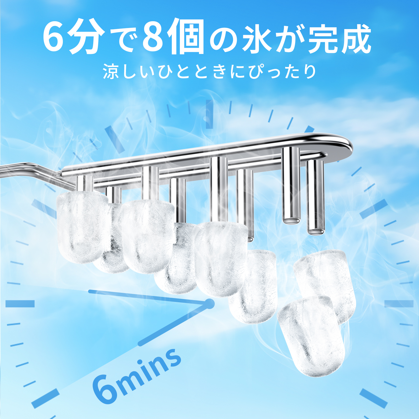 SAMKYO 製氷機 家庭用 小型 最短6分 高速製氷 自動洗浄機能 氷つくり機
