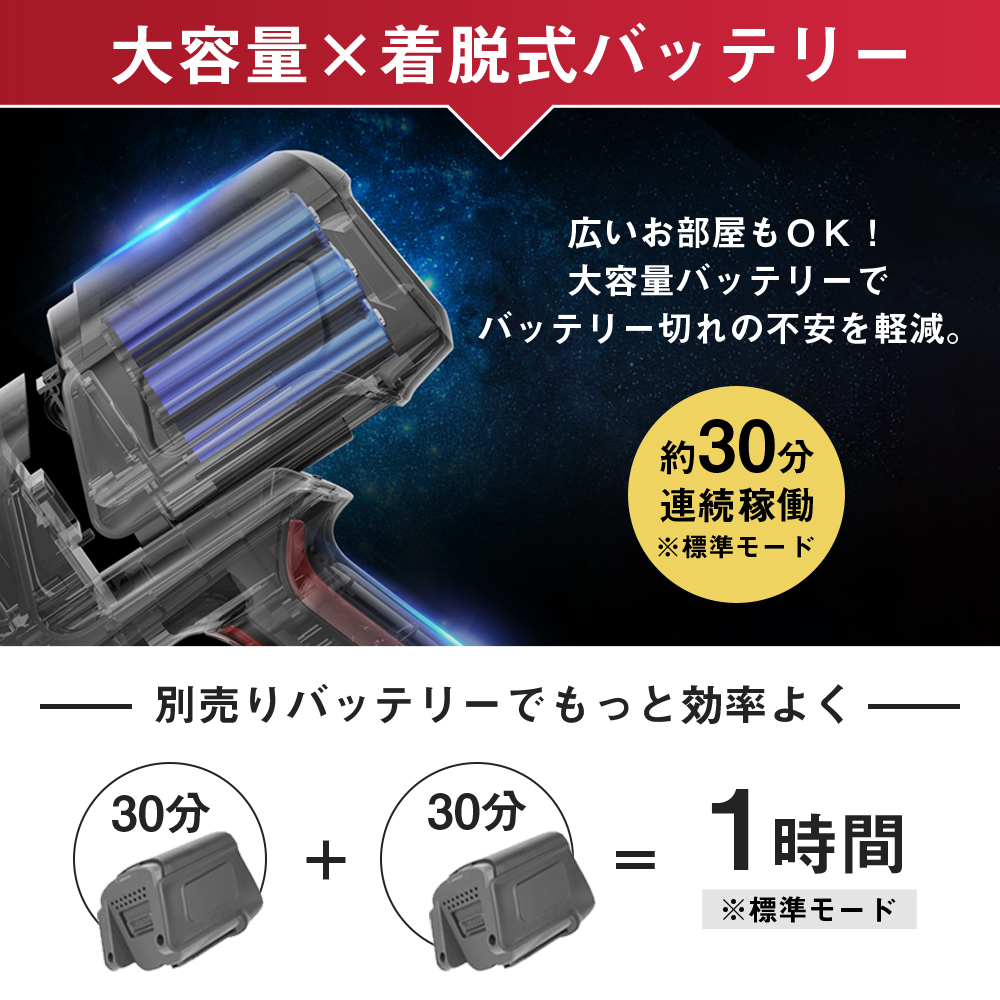 2023最新モデル 掃除機 コードレス サイクロン掃除機 強力吸引 23000pa