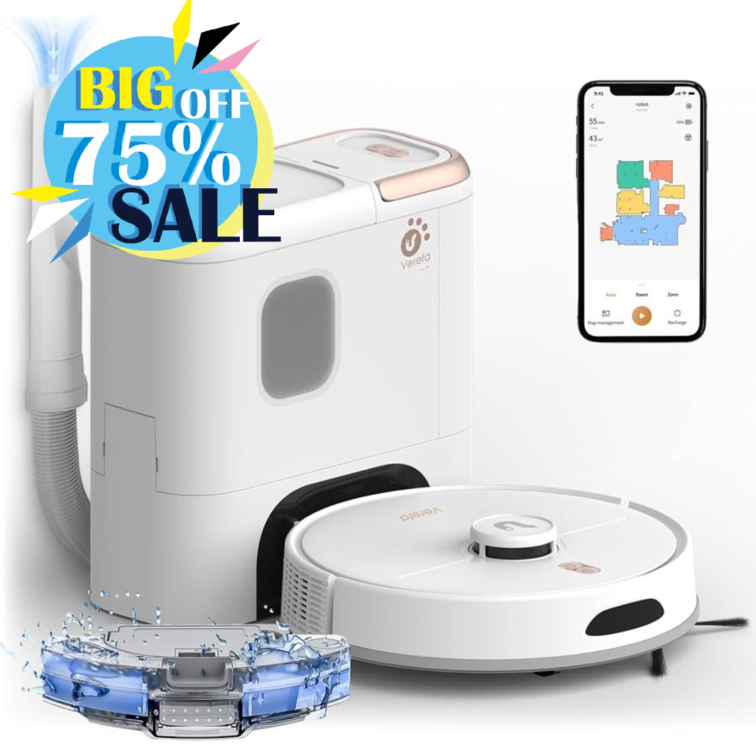 ＼75％offクーポン★65,990円→17,498円！／ロボット掃除機 自動ゴミ収集 大容量3.5L 260分連続稼働 WiFi/Alexa対応 マッピング機能 掃除機 ロボット | MOOSOO